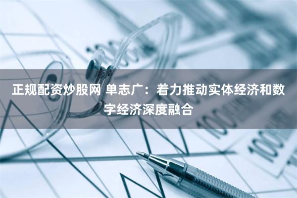 正规配资炒股网 单志广：着力推动实体经济和数字经济深度融合